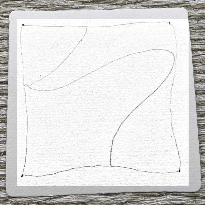 La ficelle tracée au crayon, qui découpe la tuile en zones